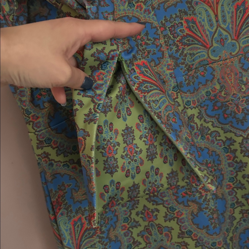 Gretchen Scott Scorching Hot Dress Passion Paisley Mock Neckline Pockets Size L - Picture 7 of 15